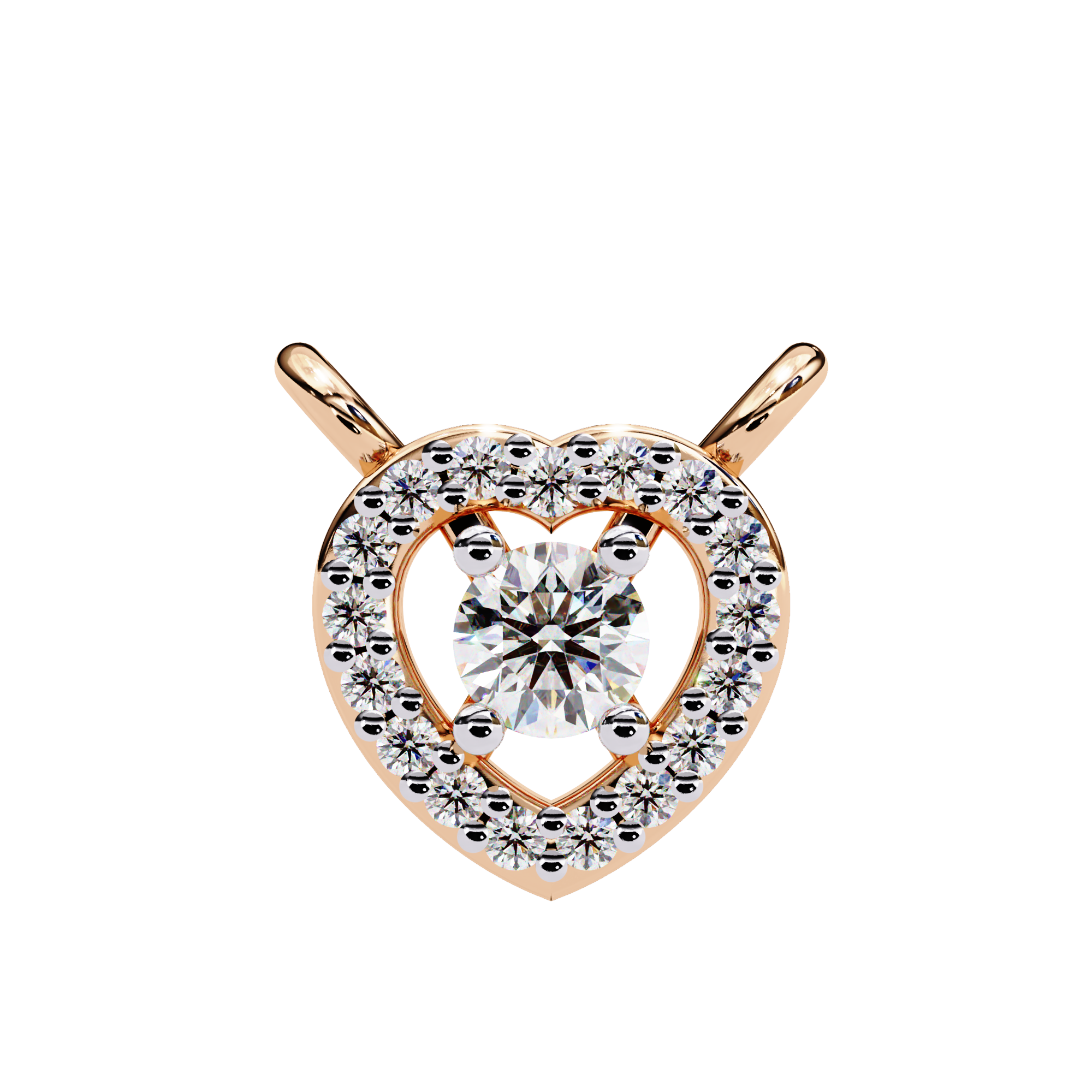 Solitairekart 0.17ct Natural Diamond Eternal Heart Halo Pendant-HI Color, VS-SI Clarity